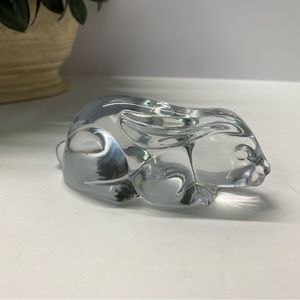 Retired Princess House Crystal Clear Art Glass Bunny Rabbit Figurine Paperweight